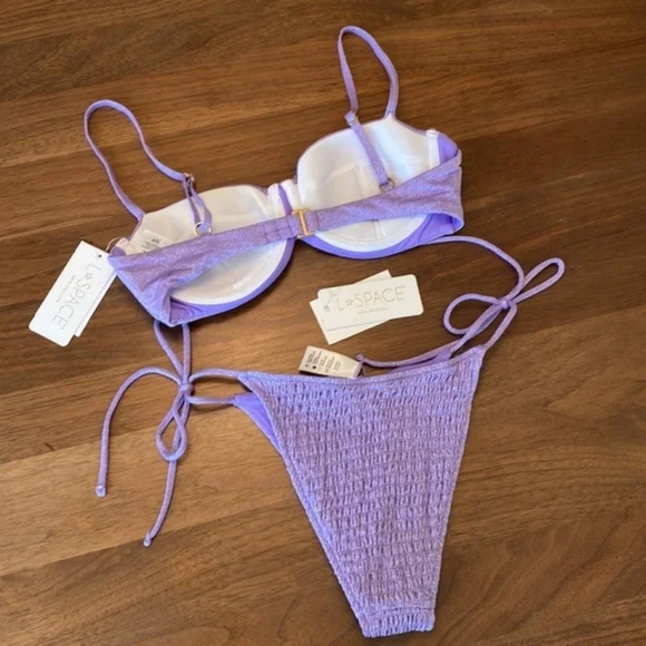 L*Space Marley Aubree Bikini Set Amethyst Purple Shimmer - Picture 7 of 8